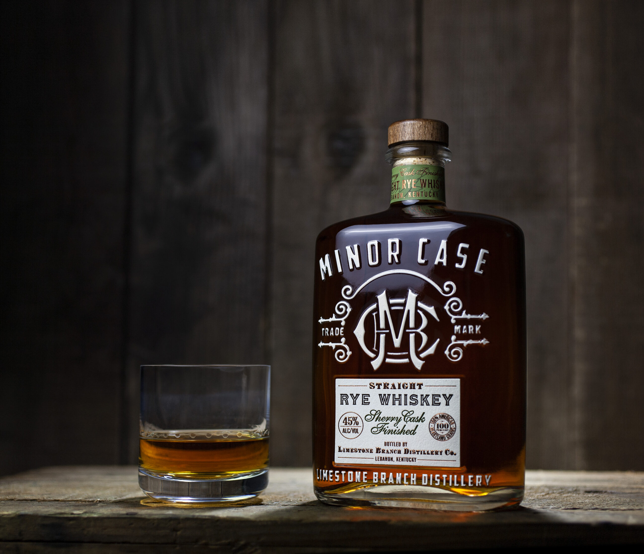 Bottle of Minor Case Rye Whiskey